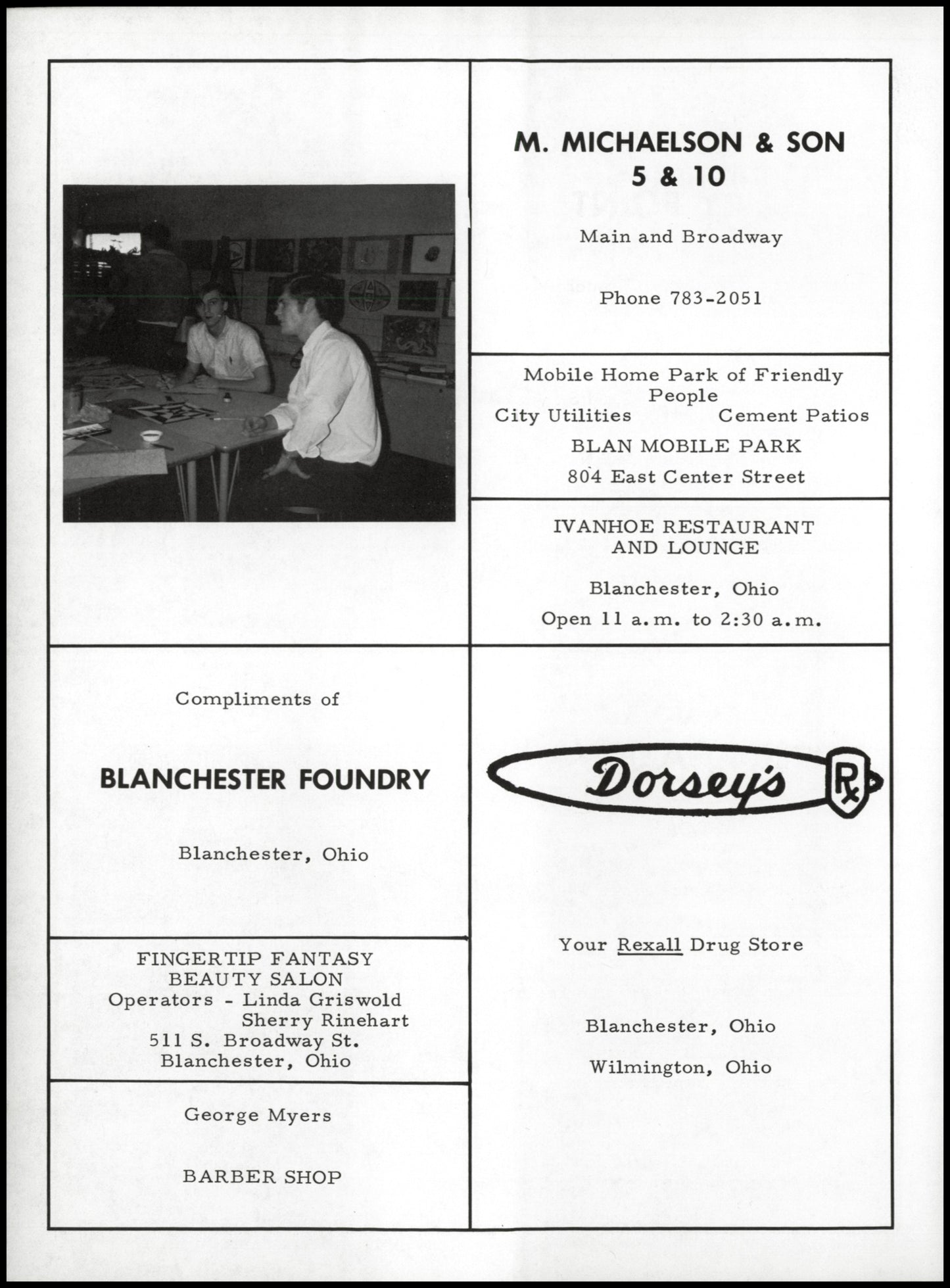 1970. Blanchester High School Yearbook.