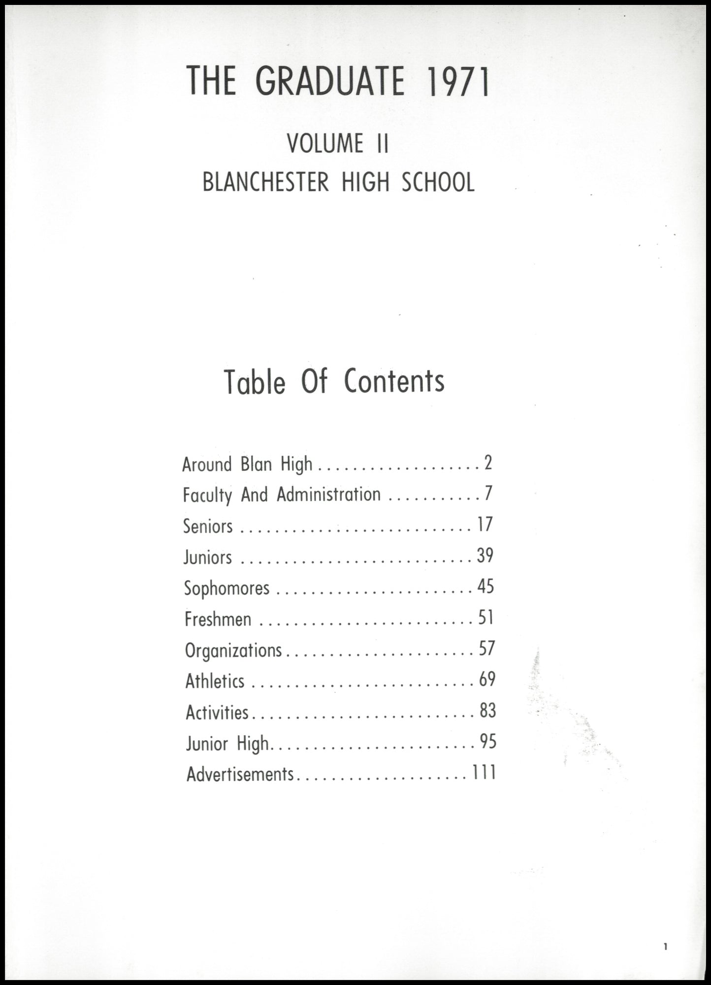 1971. Blanchester High School Yearbook.