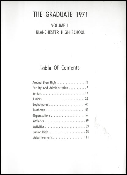 1971. Blanchester High School Yearbook.