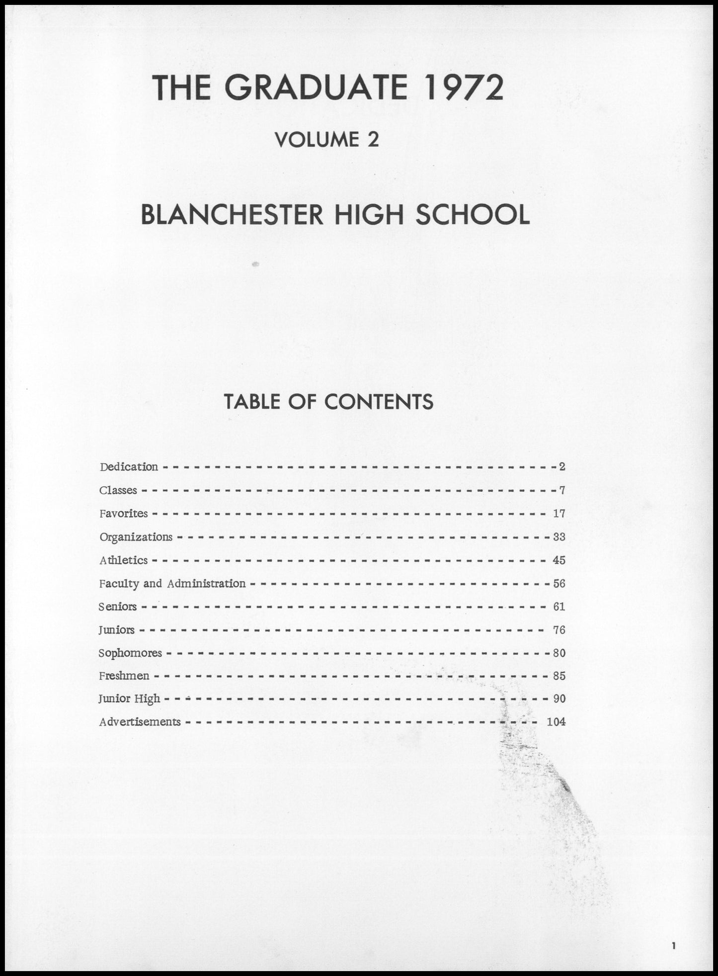 1972. Blanchester High School Yearbook.