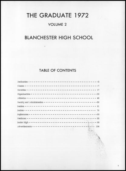 1972. Blanchester High School Yearbook.