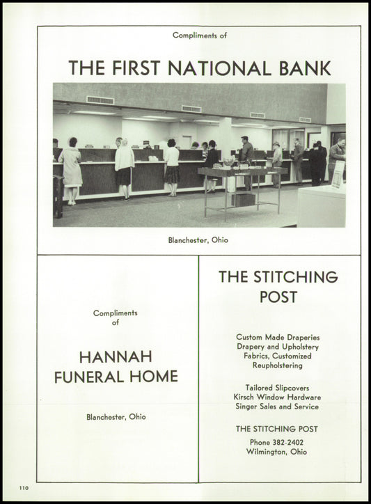 1972. First National Bank Ad. Blanchester High School Yearbook.