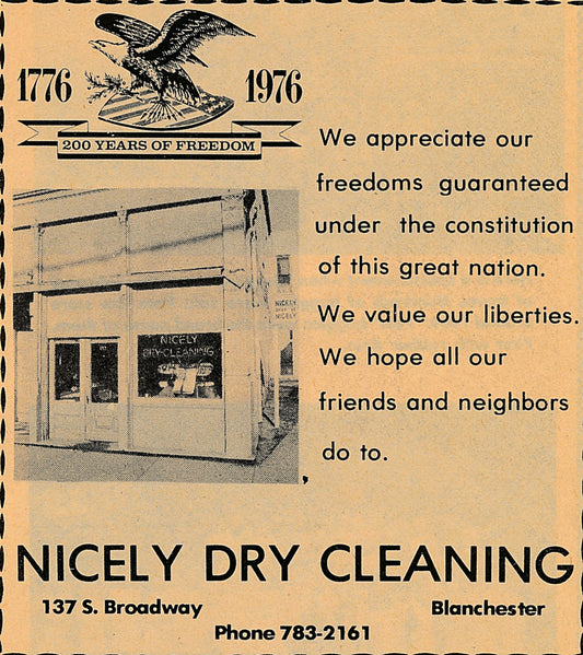 1976. Nicely Dry Cleaning Ad