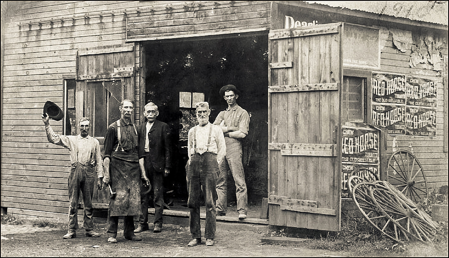 Circa 1910. Isaac Long Blacksmith Shop.