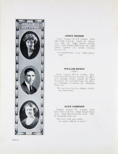 1923. Blanchester High School Yearbook.