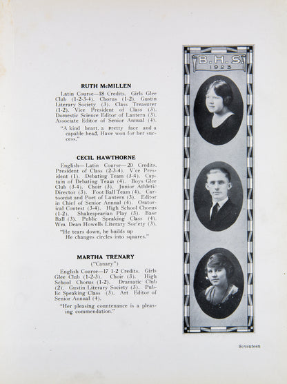 1923. Blanchester High School Yearbook.