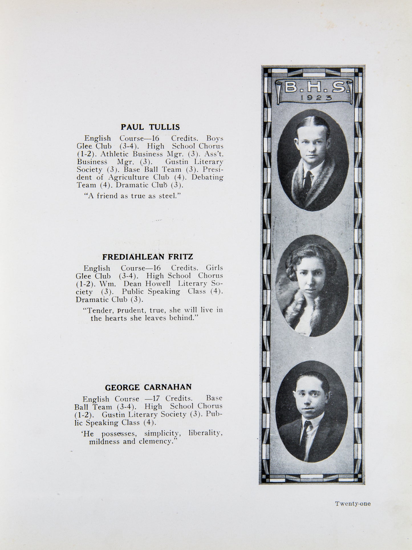 1923. Blanchester High School Yearbook.