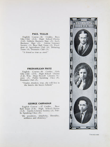 1923. Blanchester High School Yearbook.