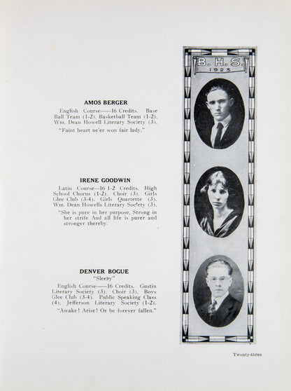 1923. Blanchester High School Yearbook.