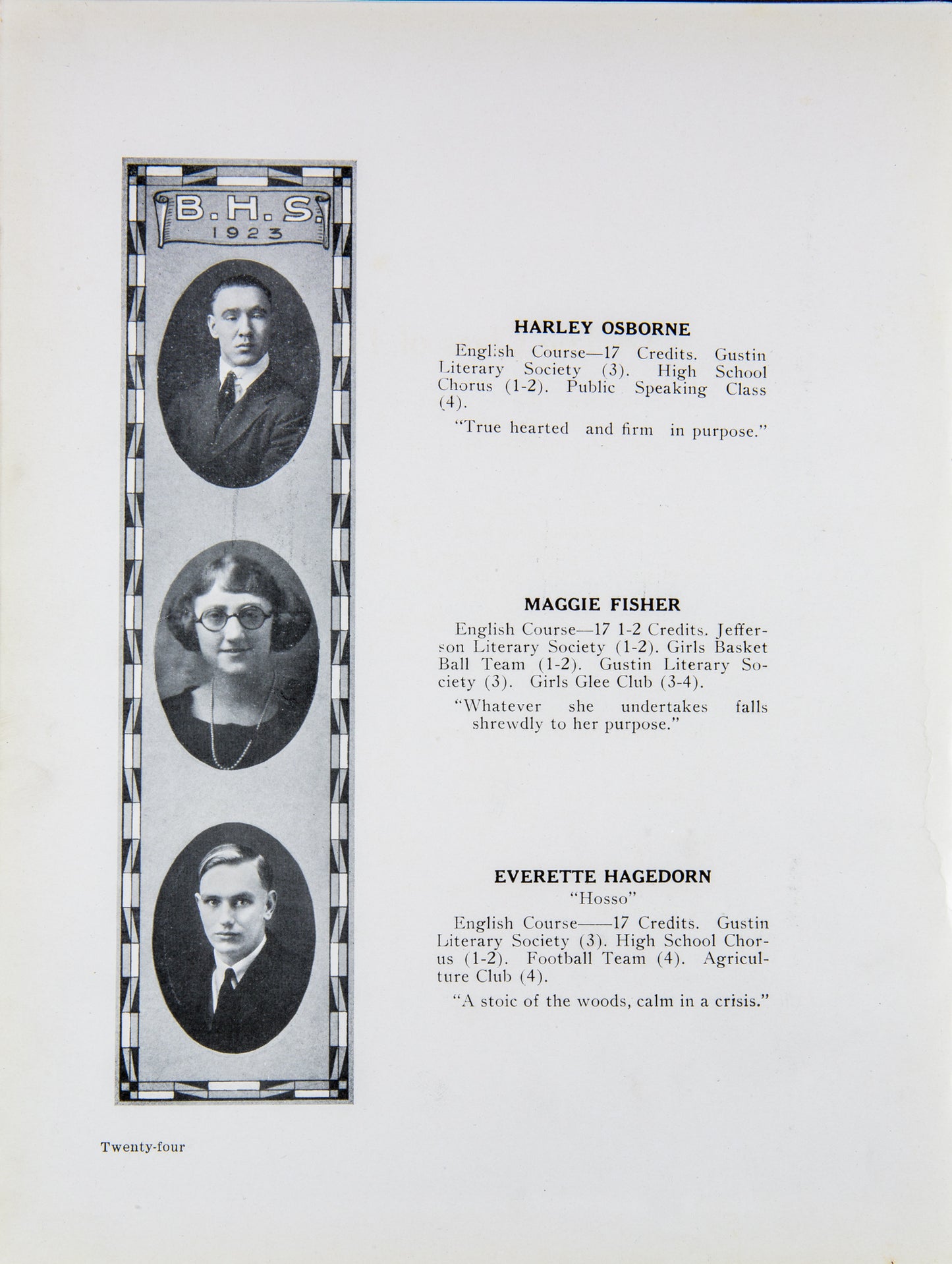 1923. Blanchester High School Yearbook.