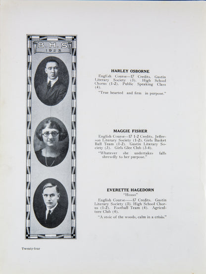 1923. Blanchester High School Yearbook.