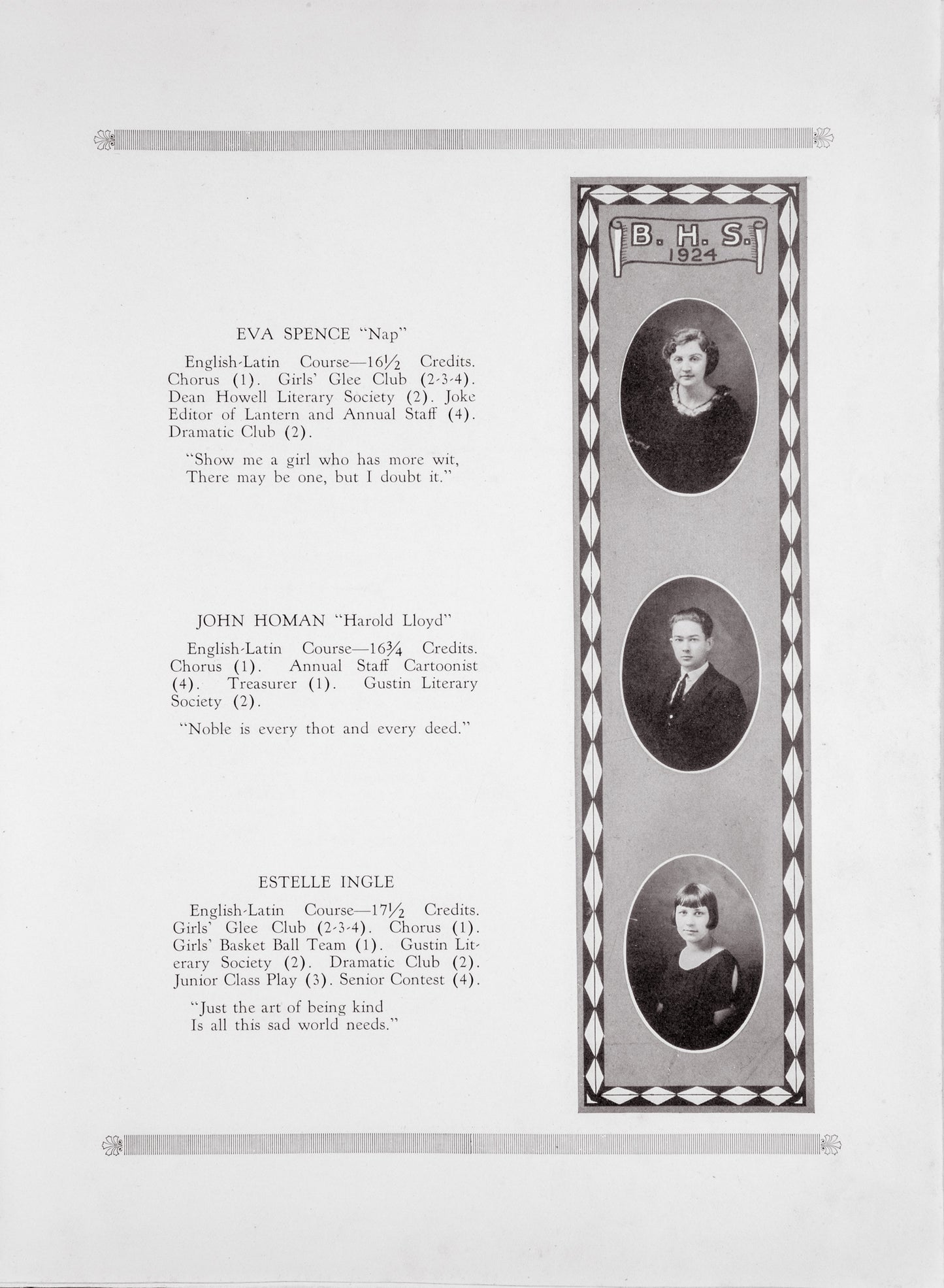 1924. Blanchester High School Yearbook.