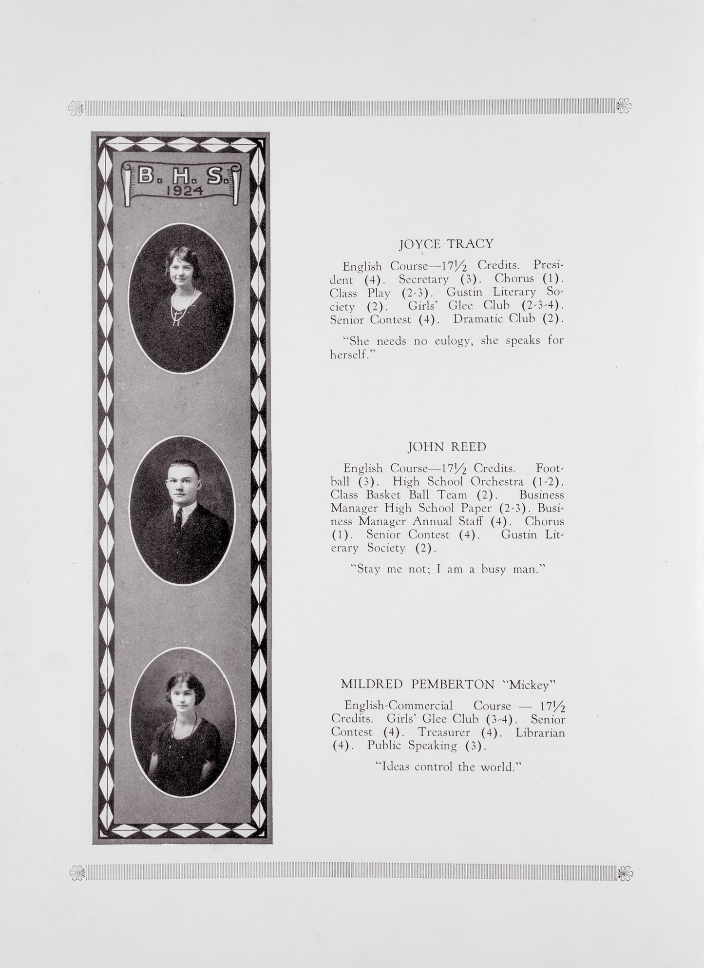 1924. Blanchester High School Yearbook.