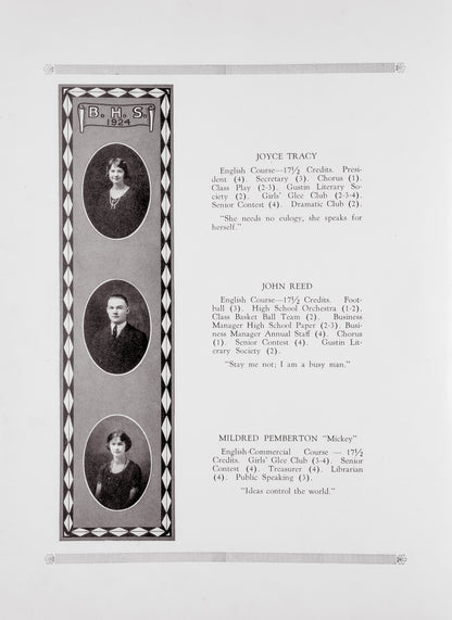 1924. Blanchester High School Yearbook.