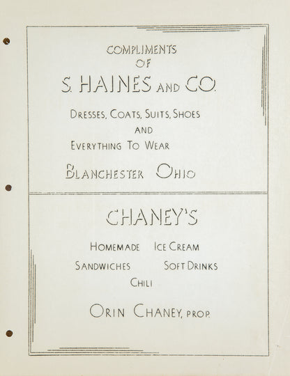 1937. Blanchester High School Yearbook.