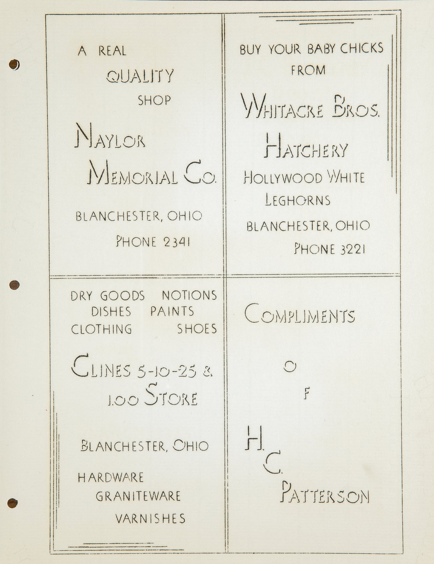 1937. Blanchester High School Yearbook.