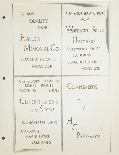 1937. Blanchester High School Yearbook.