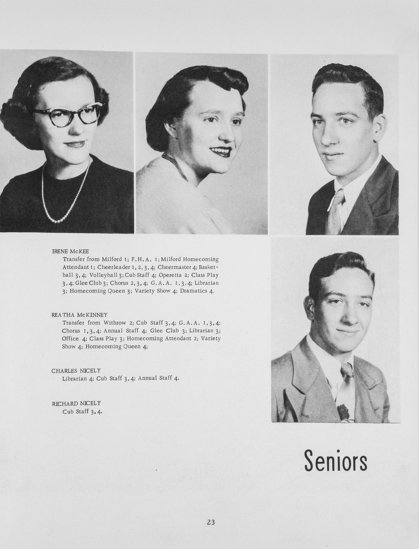 1952. Blanchester High School Yearbook