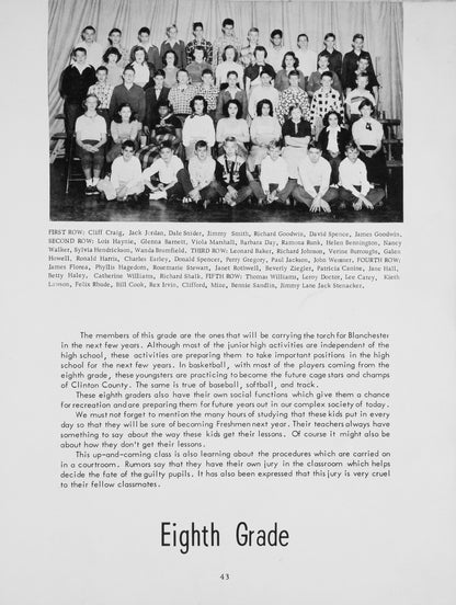 1952. Blanchester High School Yearbook