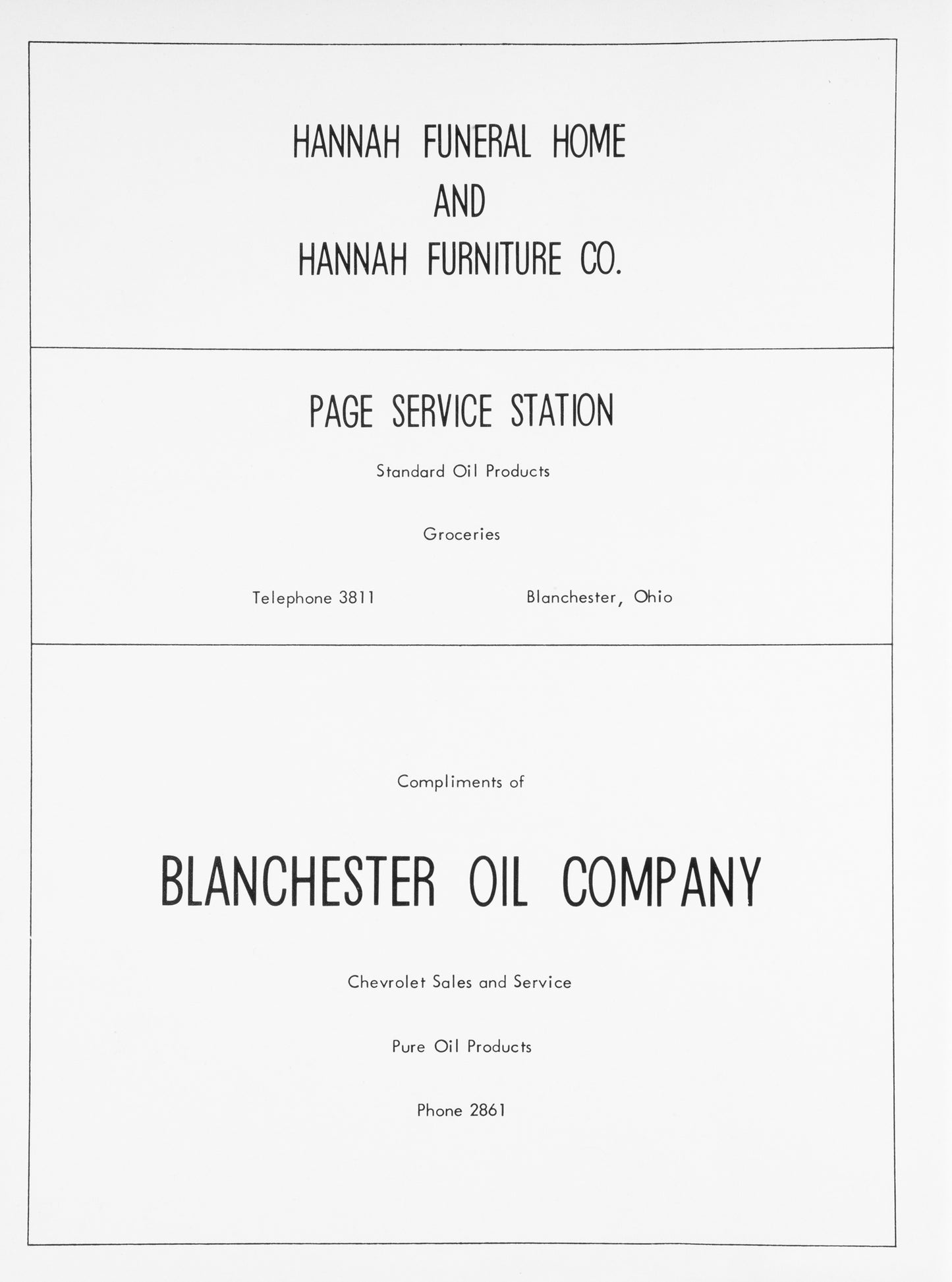 1952. Blanchester High School Yearbook