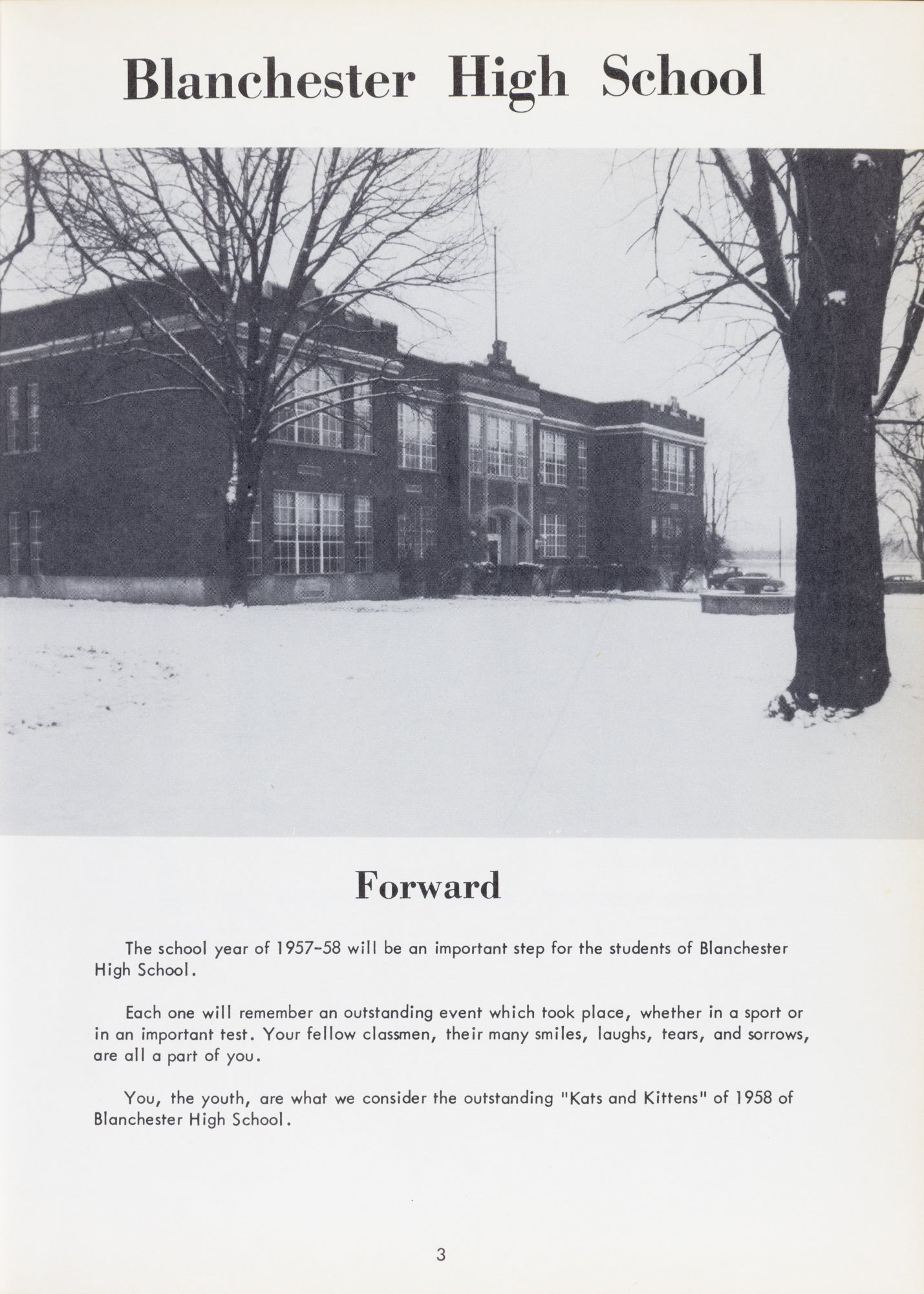 1958. Blanchester High School Yearbook