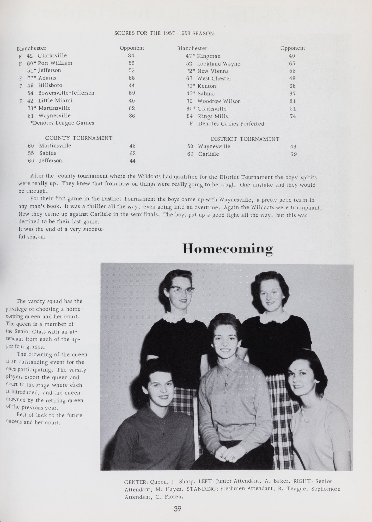 1958. Blanchester High School Yearbook