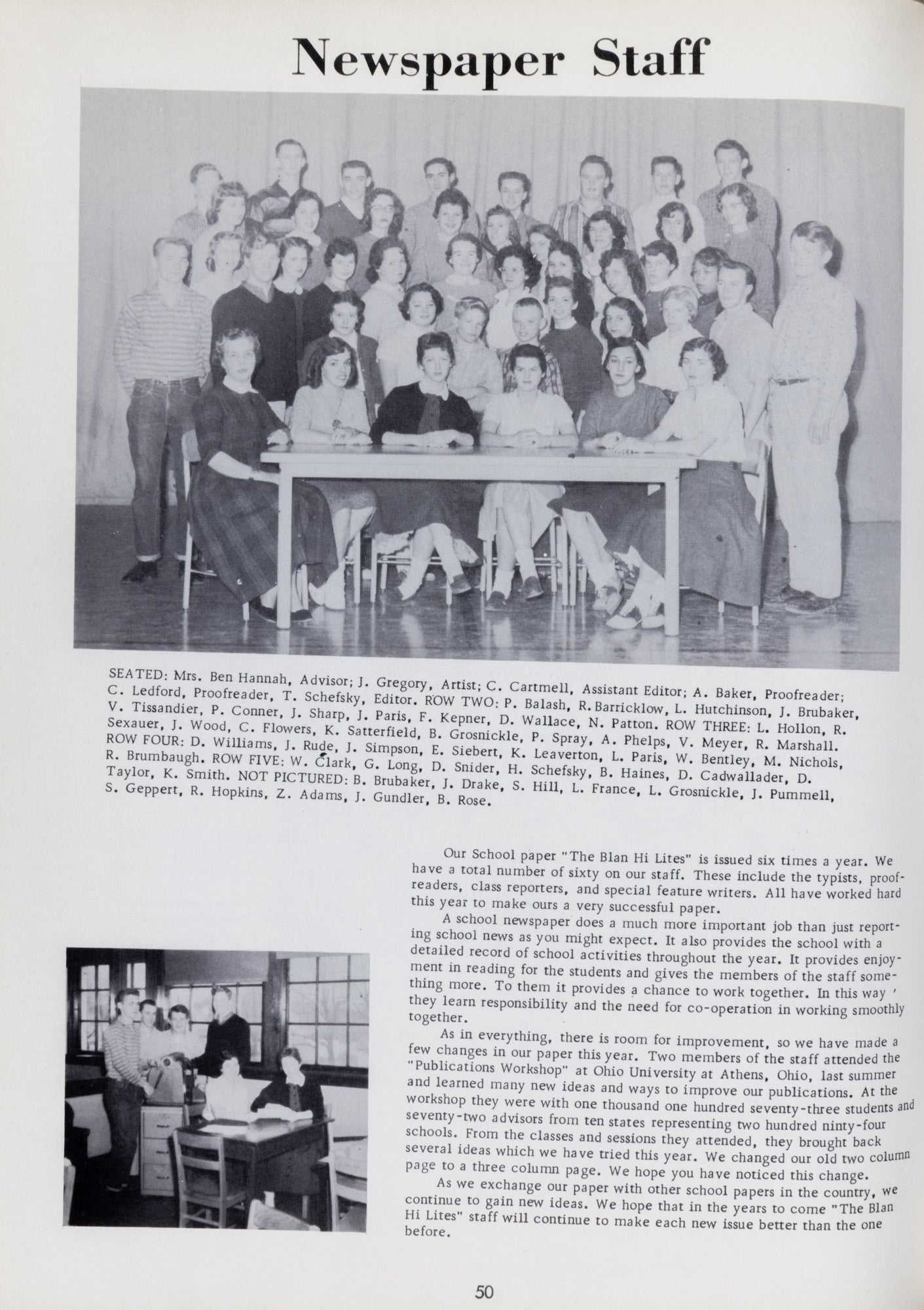 1958. Blanchester High School Yearbook