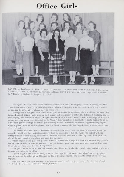 1958. Blanchester High School Yearbook