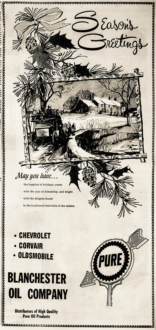 1960. Blanchester Oil Company Christmas ad.