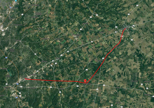 Route of Cincinnati Milford & Loveland traction line to Blanchester.