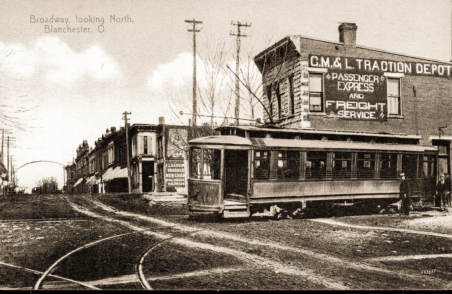 Cincinnati Milford & Blanchester traction line depot. Blanchester.