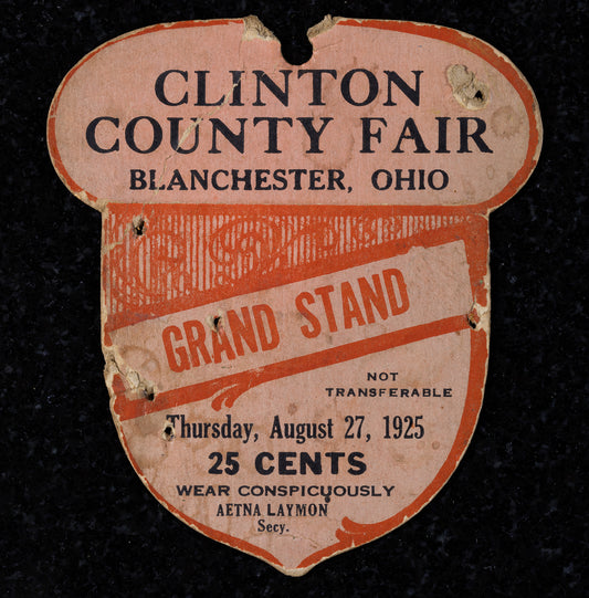 1925. Clinton County Fair Ticket.
