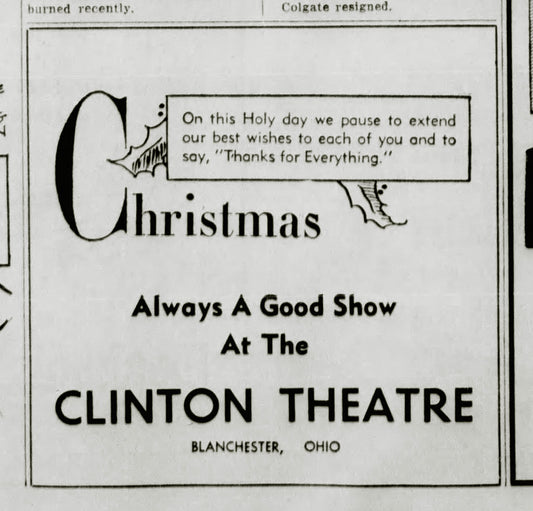 1946 Clinton Theatre Christmas ad.