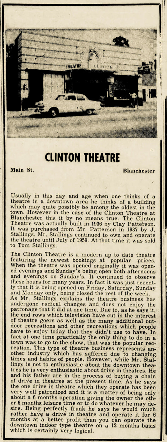 Clinton Theatre History.