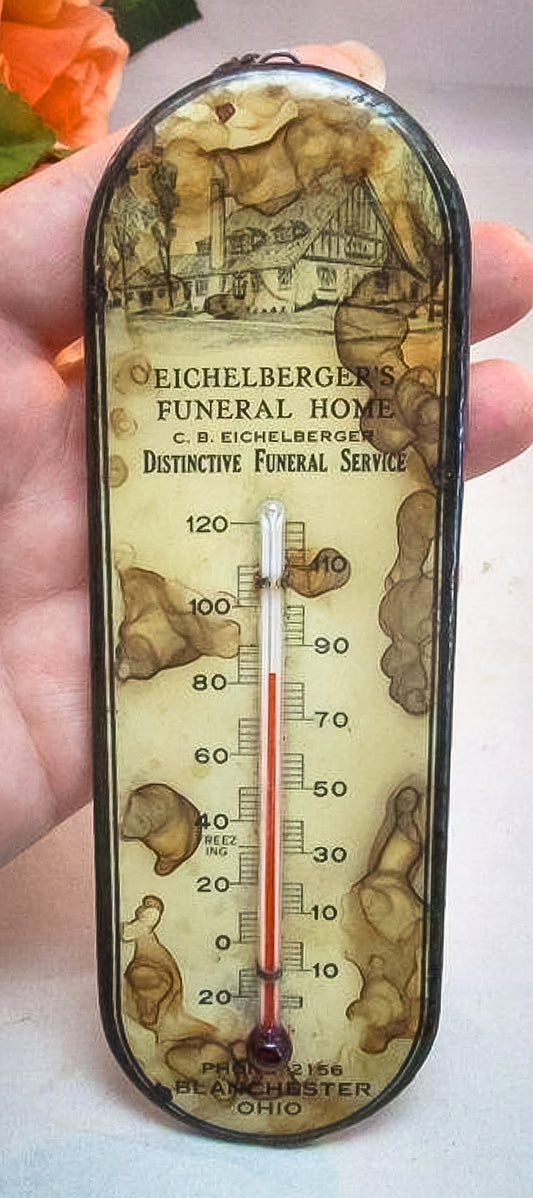 Eichelberger's Funeral Home Thermometer. Blanchester.