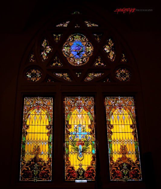 1897. Stained Glass Window of Grace United Methodist Church. Blanchester.