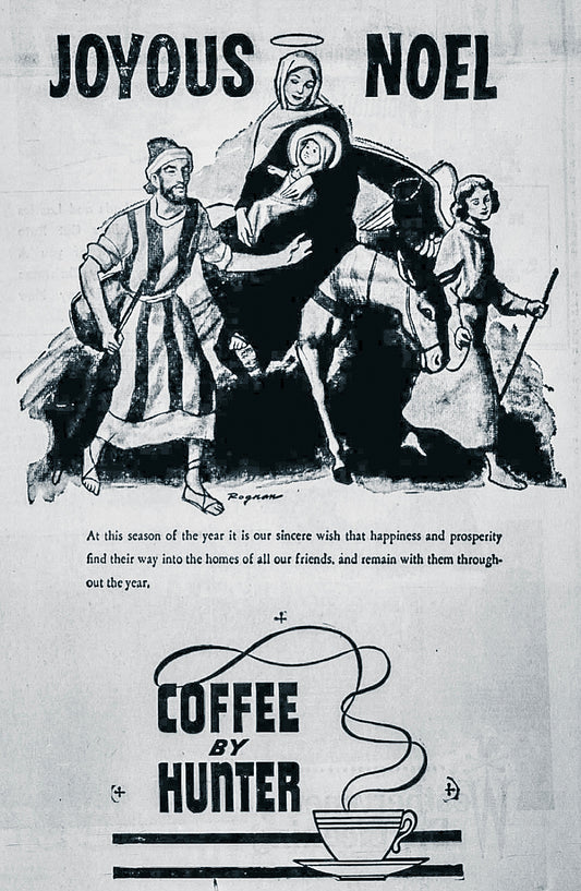 1960. Hunter Coffee Christmas ad.