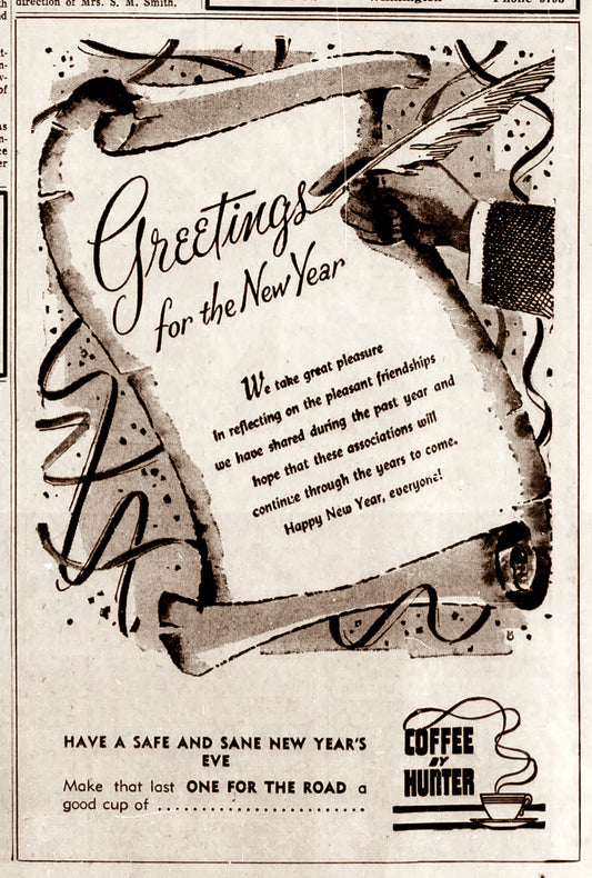 1955. Hunter Coffee New Year ad.