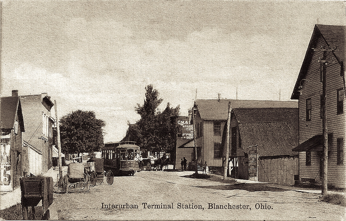 Before 1922. Cincinnati Milford & Blanchester traction line station. Blanchester.