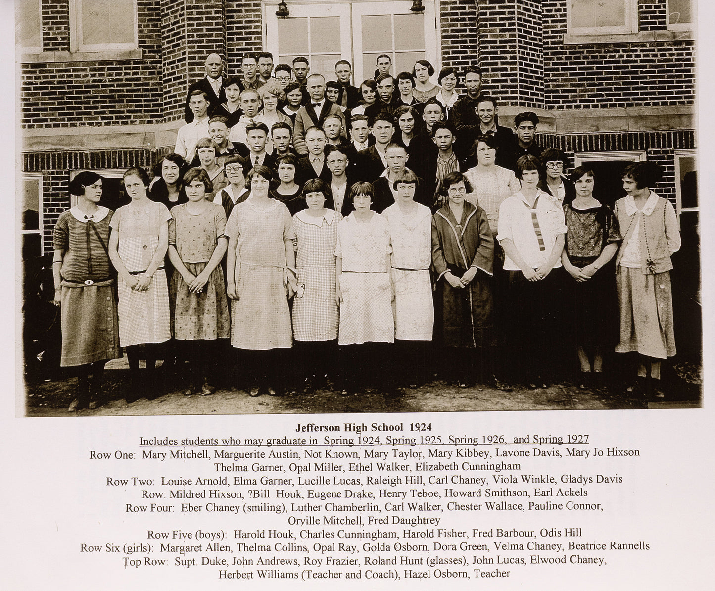 Jefferson High School 1924 Class Photo.