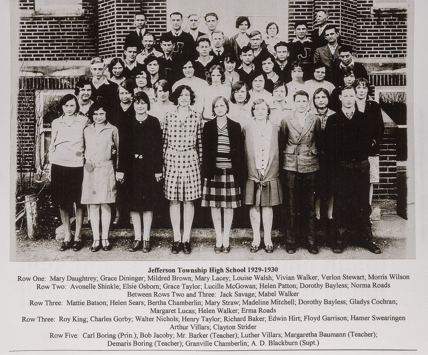 Jefferson High School 1929-30 Class Photo.