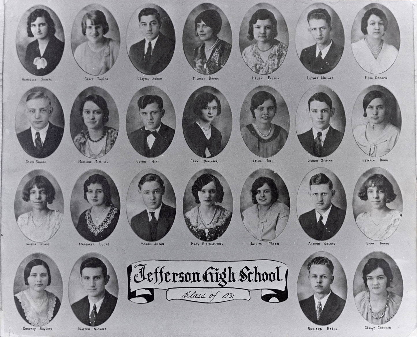 Jefferson High School 1931 Class Photo.