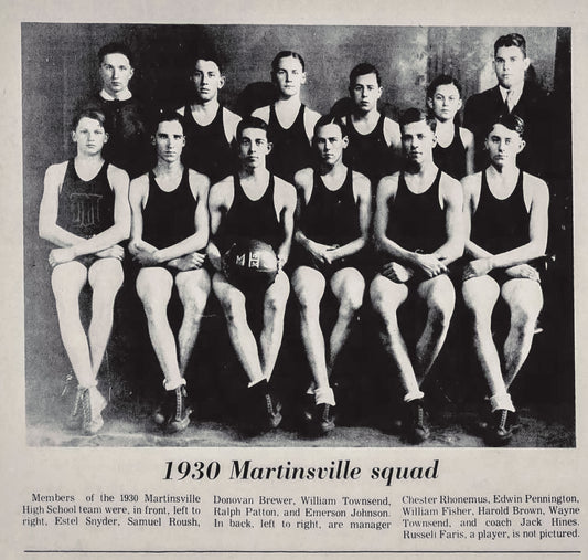 1930. Martinsville High School Basketball Team.