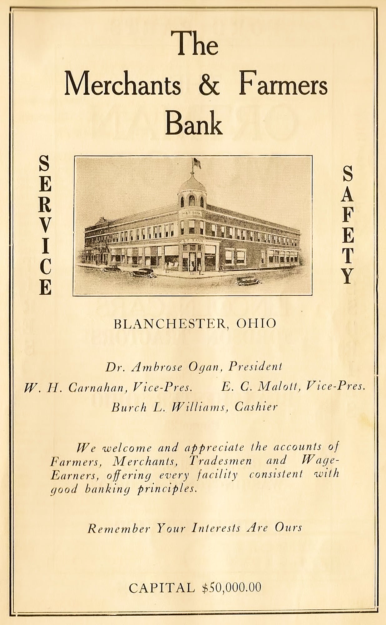 Merchants & Farmers Bank ad.