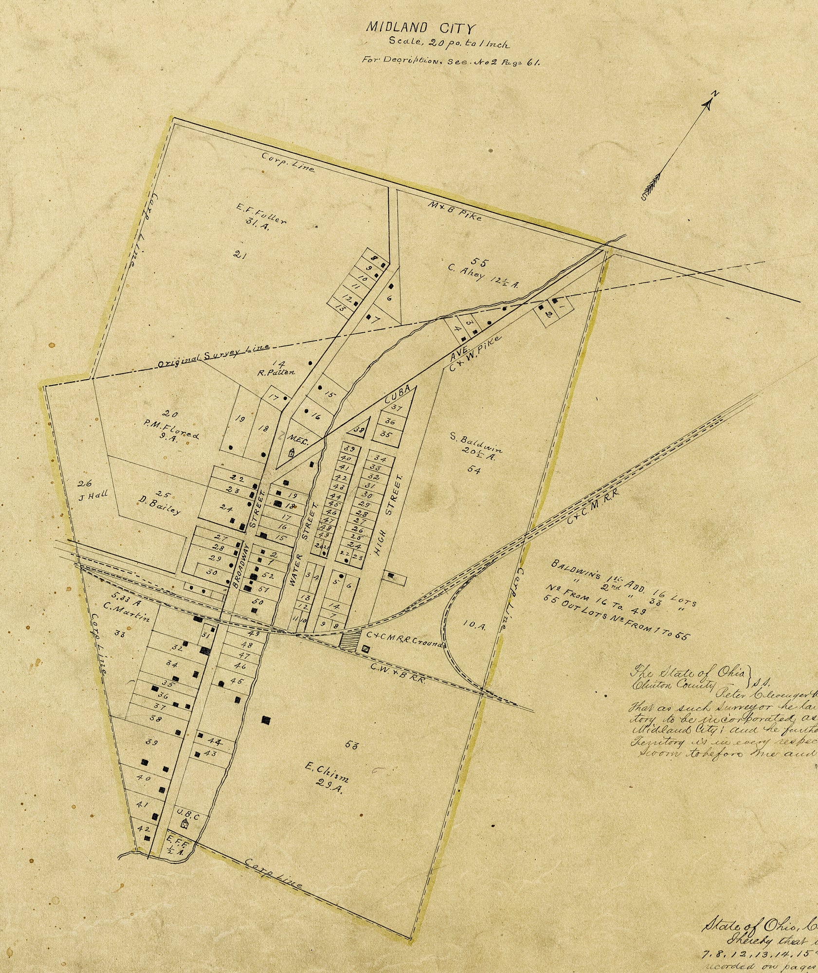 1887. Midland City-Jefferson Township-Clinton County Map. – Blanchester ...