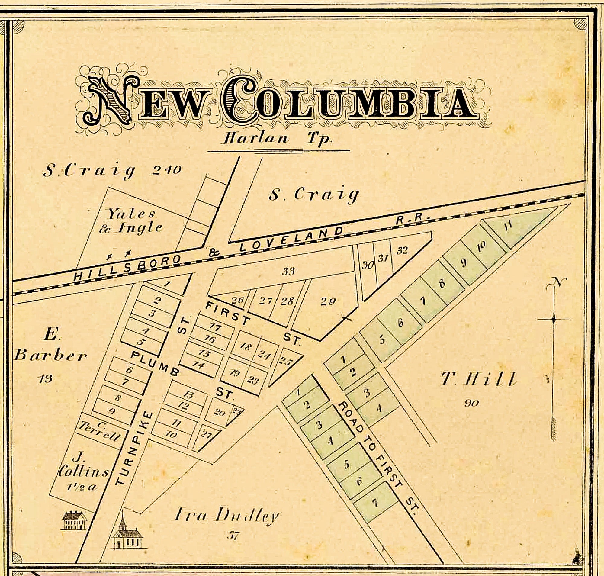 1875. Map of New Columbia/Pleasant Plain. – Blanchester Area Historical ...