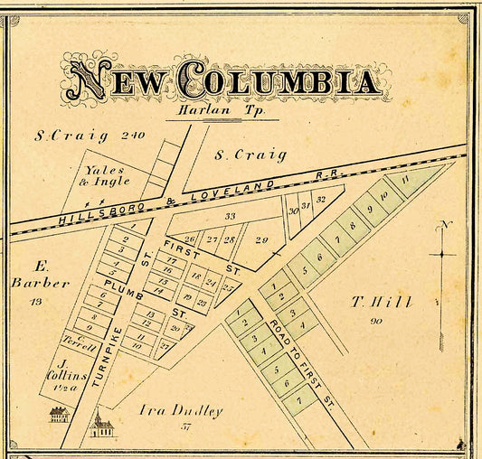 1875. Map of New Columbia/Pleasant Plain.