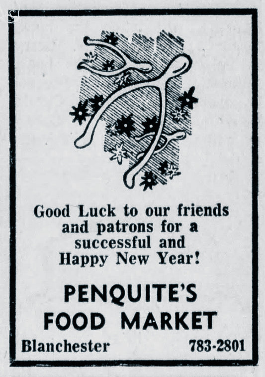 1970. Penquite's Meat Market New Year Ad.