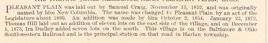 Circa 1860. New Columbia Name Change To Pleasant Plain.