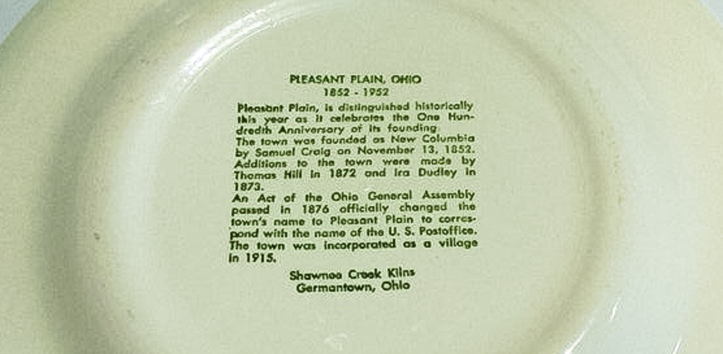 1952. Pleasant Plain Centennial Plate.